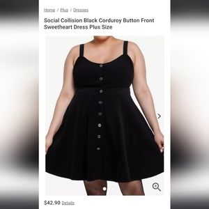 Black Corduroy Sweetheart Dress 3x